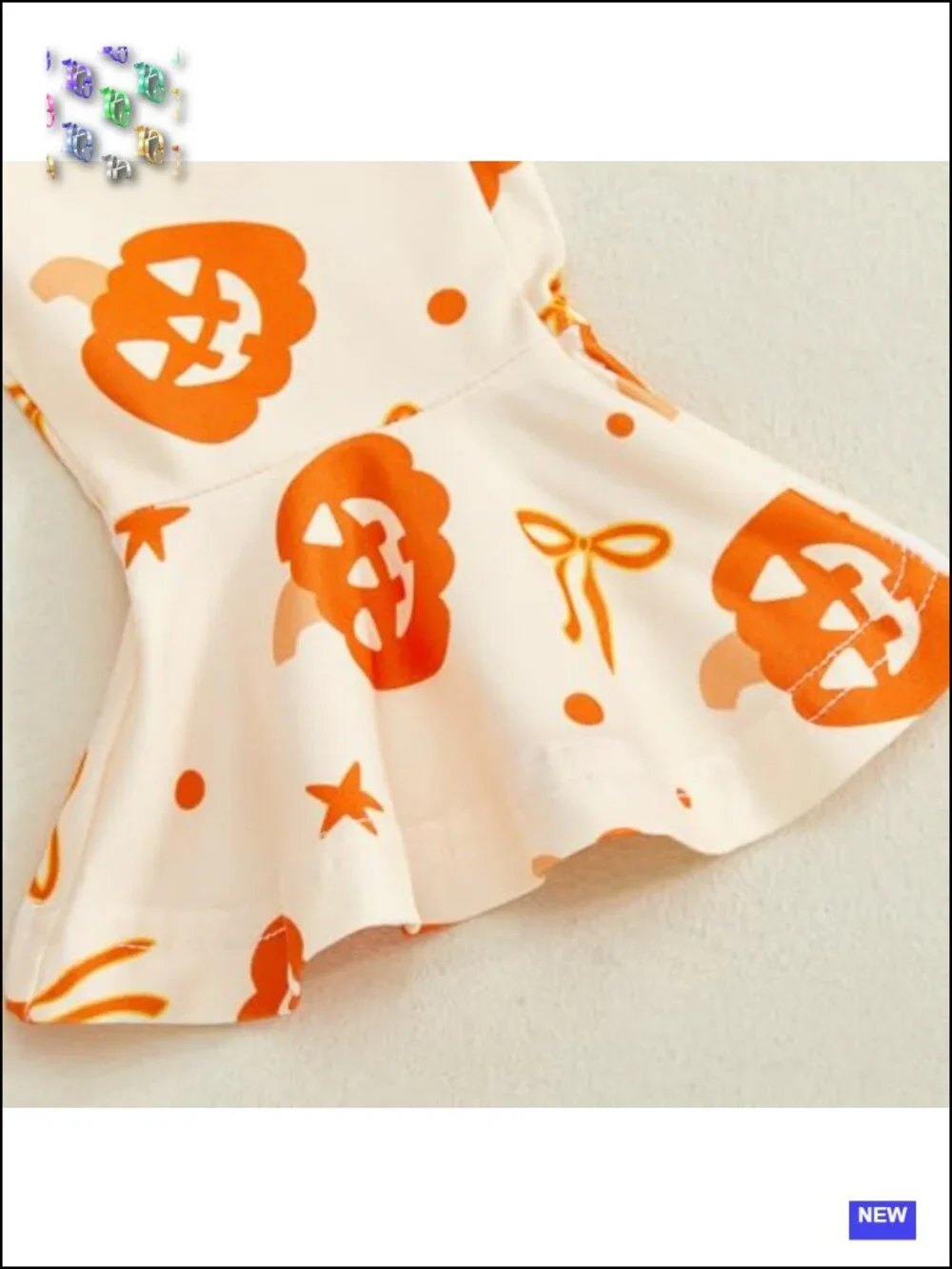 Cotton Blend Baby Girl Halloween Pumpkin Romper Set with Bell Bottoms and